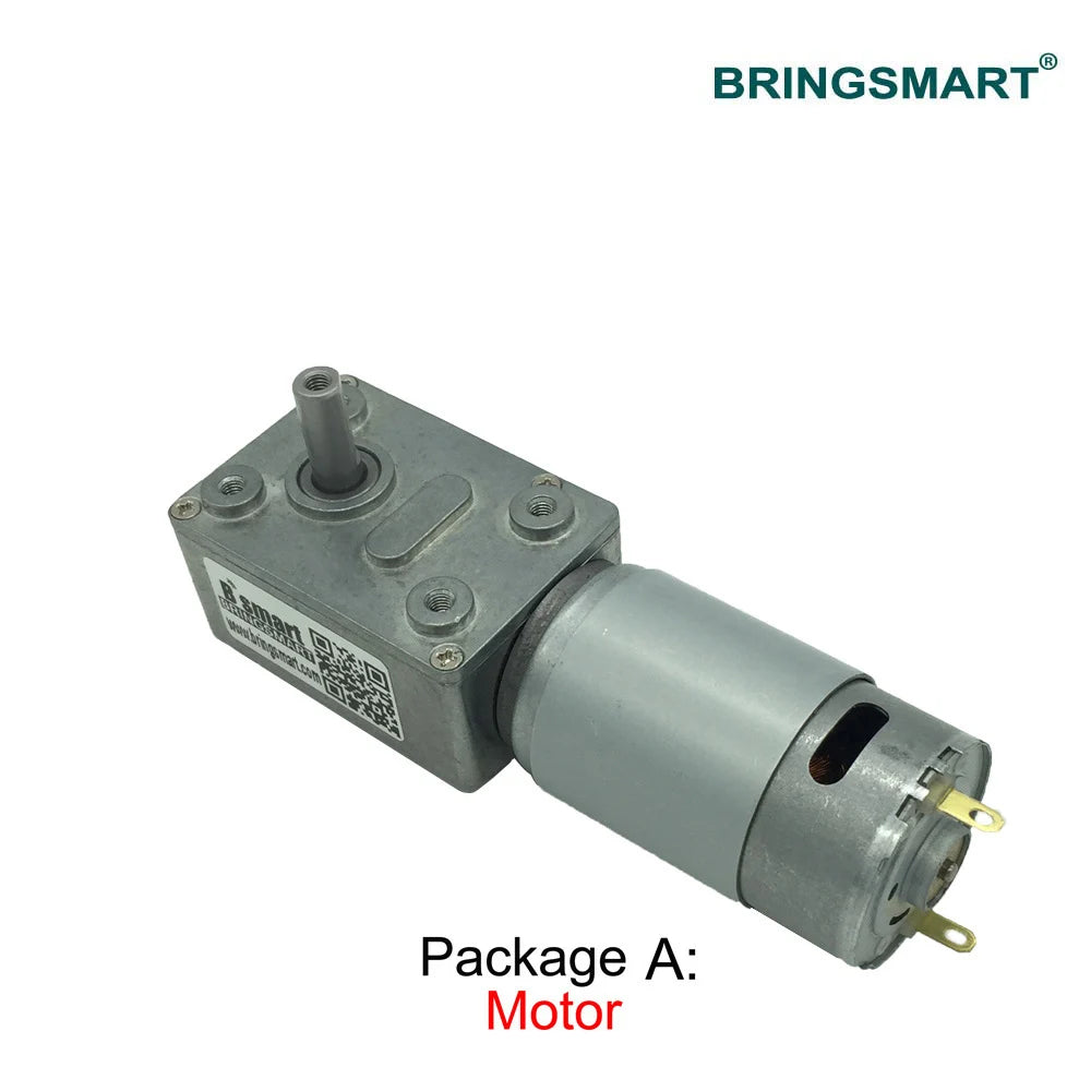 Bringsmart JGY-395 Worm Gear Motor Low Speed 12V Worm Reduction Gearbox Engine 2.5-210RPM Self-locking Geared Motor