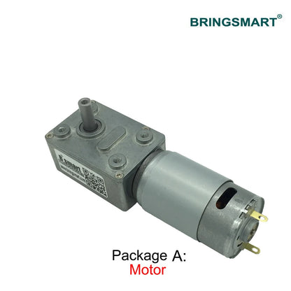 Bringsmart JGY-395 Worm Gear Motor Low Speed 12V Worm Reduction Gearbox Engine 2.5-210RPM Self-locking Geared Motor