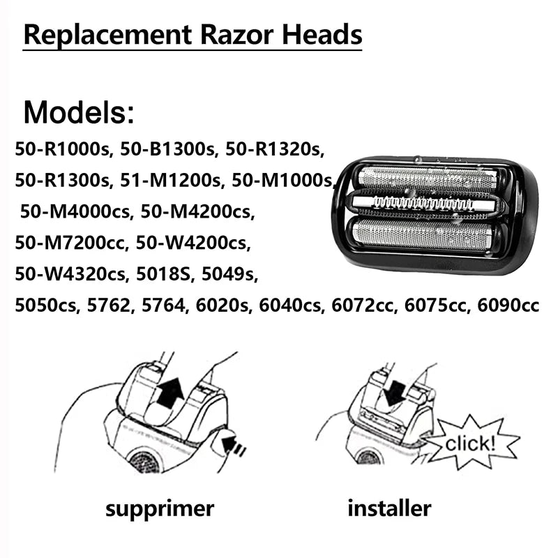53B Series 5/6 Replacement Head Compatible with Braun Electric Shaver Razor 5018s, 5020s, 5031s, 5050cs, 6020s, 6072cc,Black
