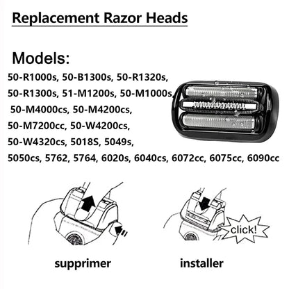53B Series 5/6 Replacement Head Compatible with Braun Electric Shaver Razor 5018s, 5020s, 5031s, 5050cs, 6020s, 6072cc,Black