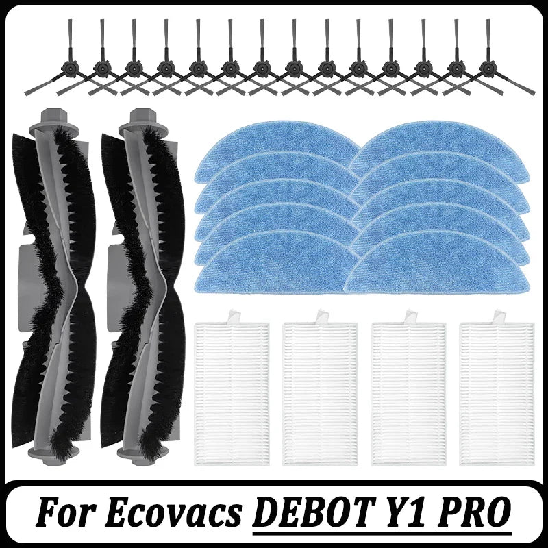 Compatible with (ECOVACS DEBOT Y1 PRO, DEEBOOT NEO 2.0, YEEDI Y1 PRO) Vacuum Parts Main Roller Side Brush Filter Mop Cloth Accessories