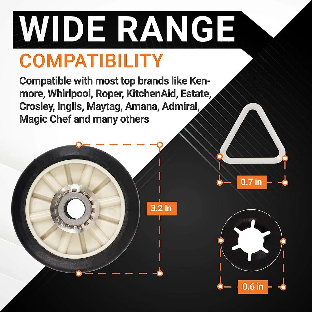 349241T Dryer Rear Drum Support Roller Kit Compatible with Kenmore & Compatible with Whirlpool Dryers 26000349241,337089,3389901,3397588