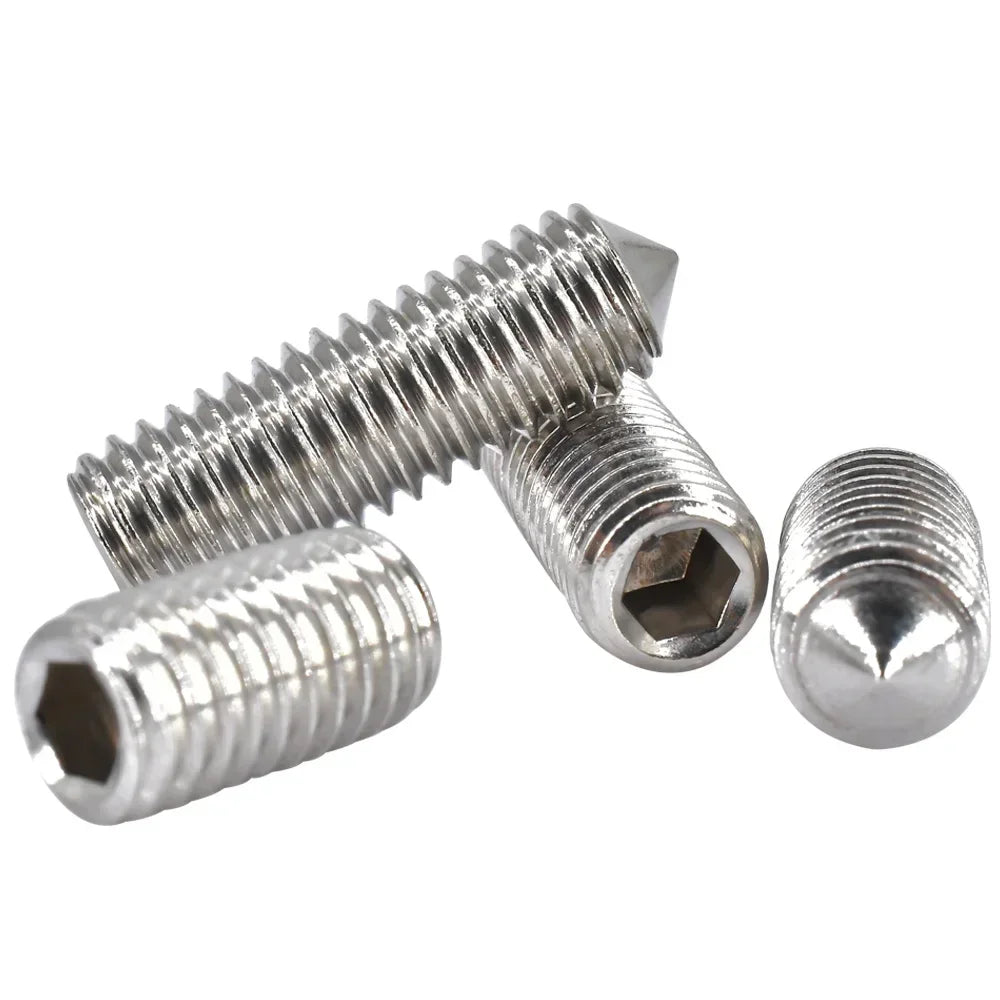 Set Screw Hex Hexagon Socket Cone Point Grub Screw DIN914 304 Stainless Steel Allen Head Set Screws M2 M2.5 M3 M4 M5 M6 M8 M10