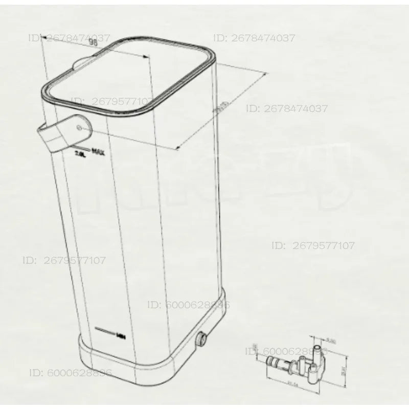 Coffee Machine External Water Tank 2l with Adapter Head, Full Set of Base