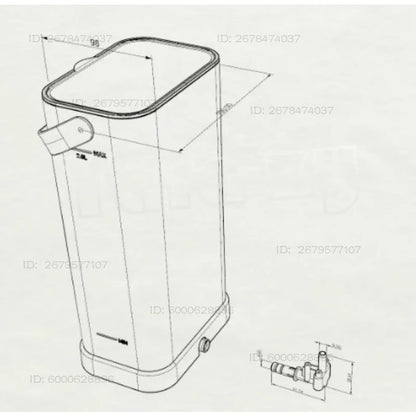Coffee Machine External Water Tank 2l with Adapter Head, Full Set of Base