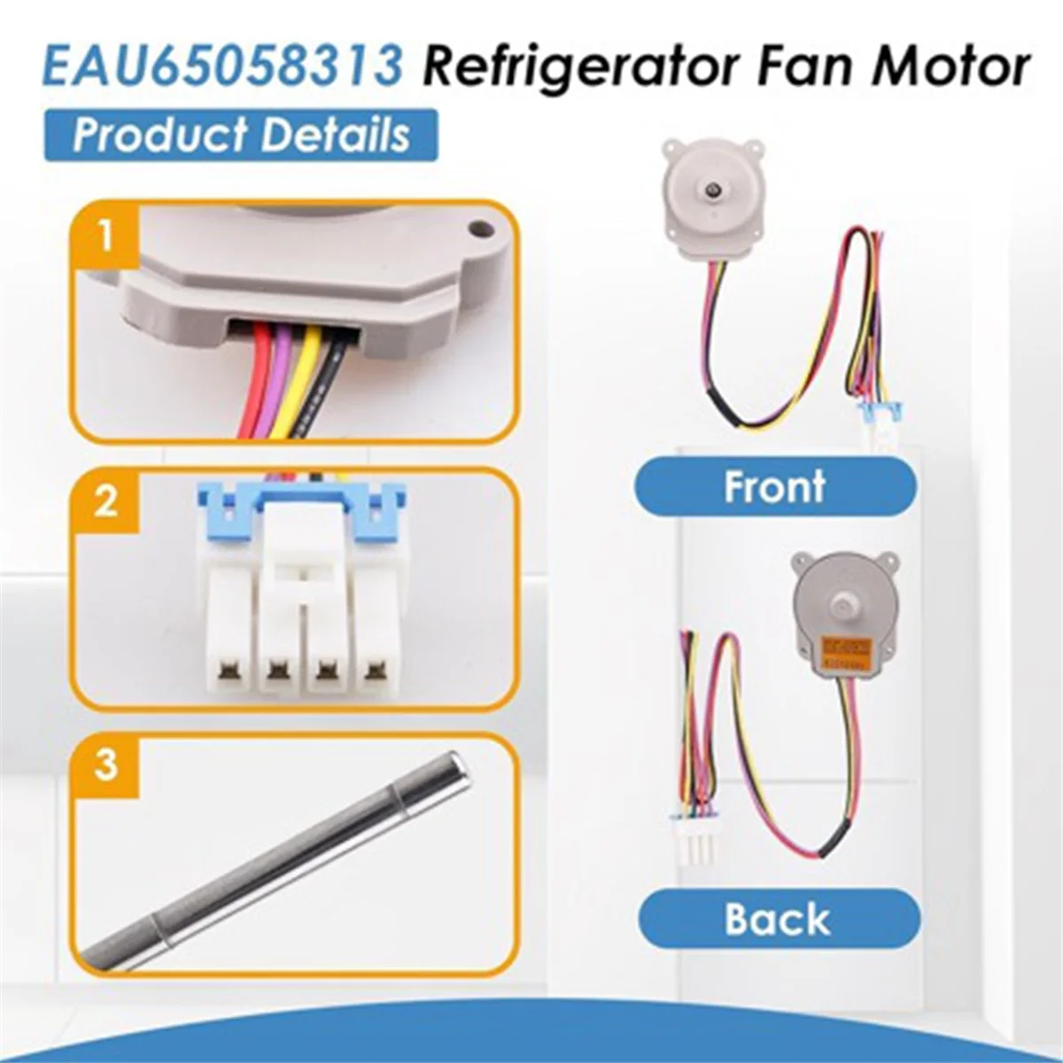 Replacement Refrigerator Fan Motor — DC12V — EAU65058313 / EAU63103001 / AP7178307 / PS16662420 / DC12V-T33C Reference