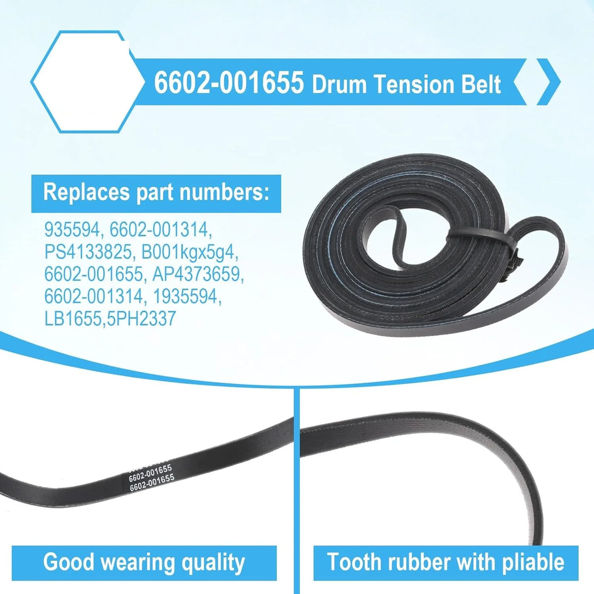 Dryer Repair Kit Replacement Compatible with Samsung - DC97-16782A Drum Roller 6602-001655 Drum Tension Belt DC93-00634A Idler Pulley Spring