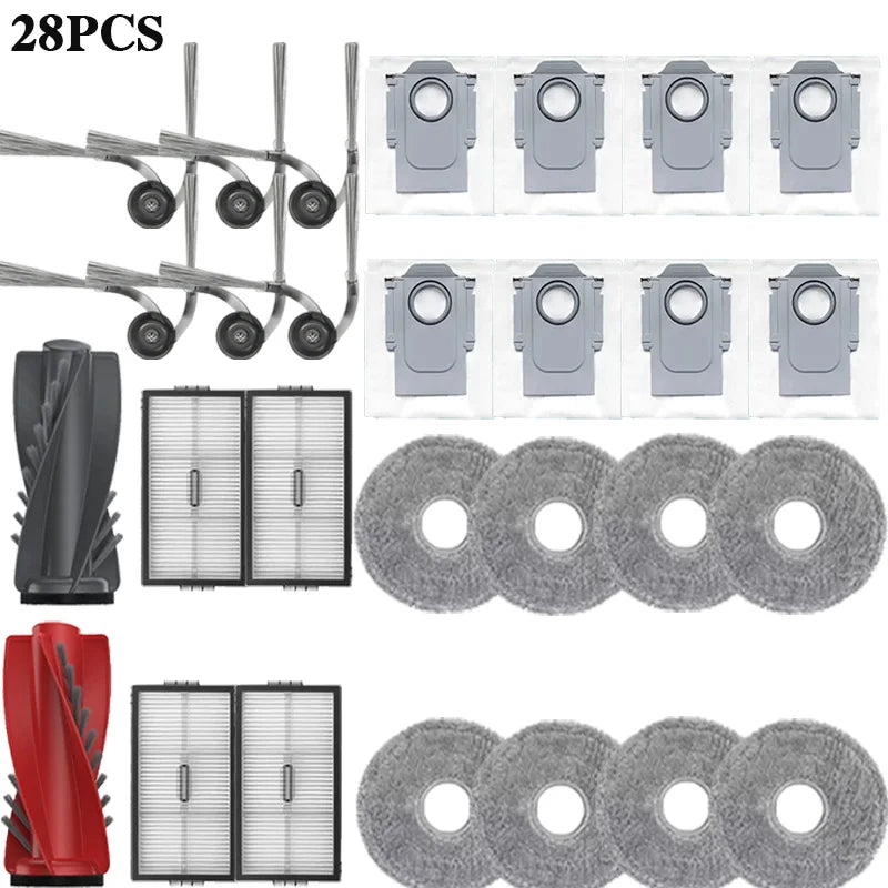 Compatible with Roborock Saros 10R / Saros 20 Robot Vacuum Spare Parts Main Side Brushes Mop Cloths HEPA Filters Dust Bags Accessories