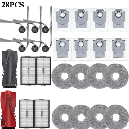 Compatible with Roborock Saros 10R / Saros 20 Robot Vacuum Spare Parts Main Side Brushes Mop Cloths HEPA Filters Dust Bags Accessories