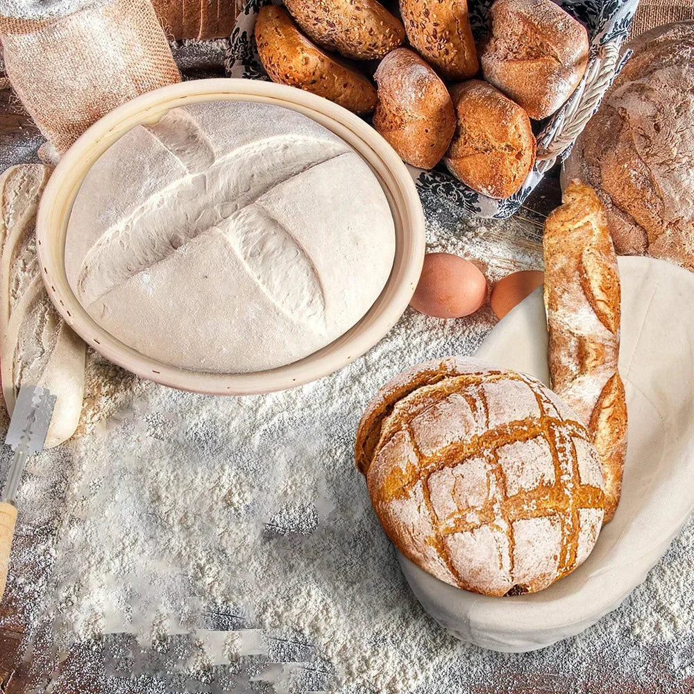 5/8pcs Bread Banneton Proofing Basket Natural Rattan Wicker Oval Round Dough Sourdough Baskets Cane Baking Fermentation