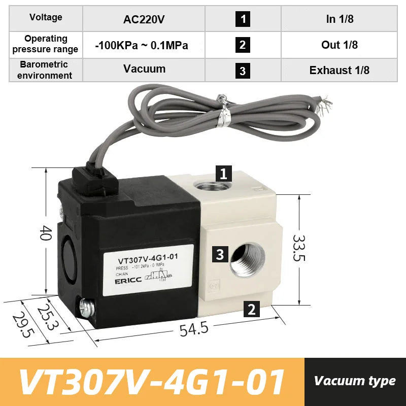 Pneumatic Direct-acting Solenoid Valve High Frequency VT307-3G 4G 5G 6G 4G1 5G1-01/02 Electromagnetic Two Three-way Vacuum Valve