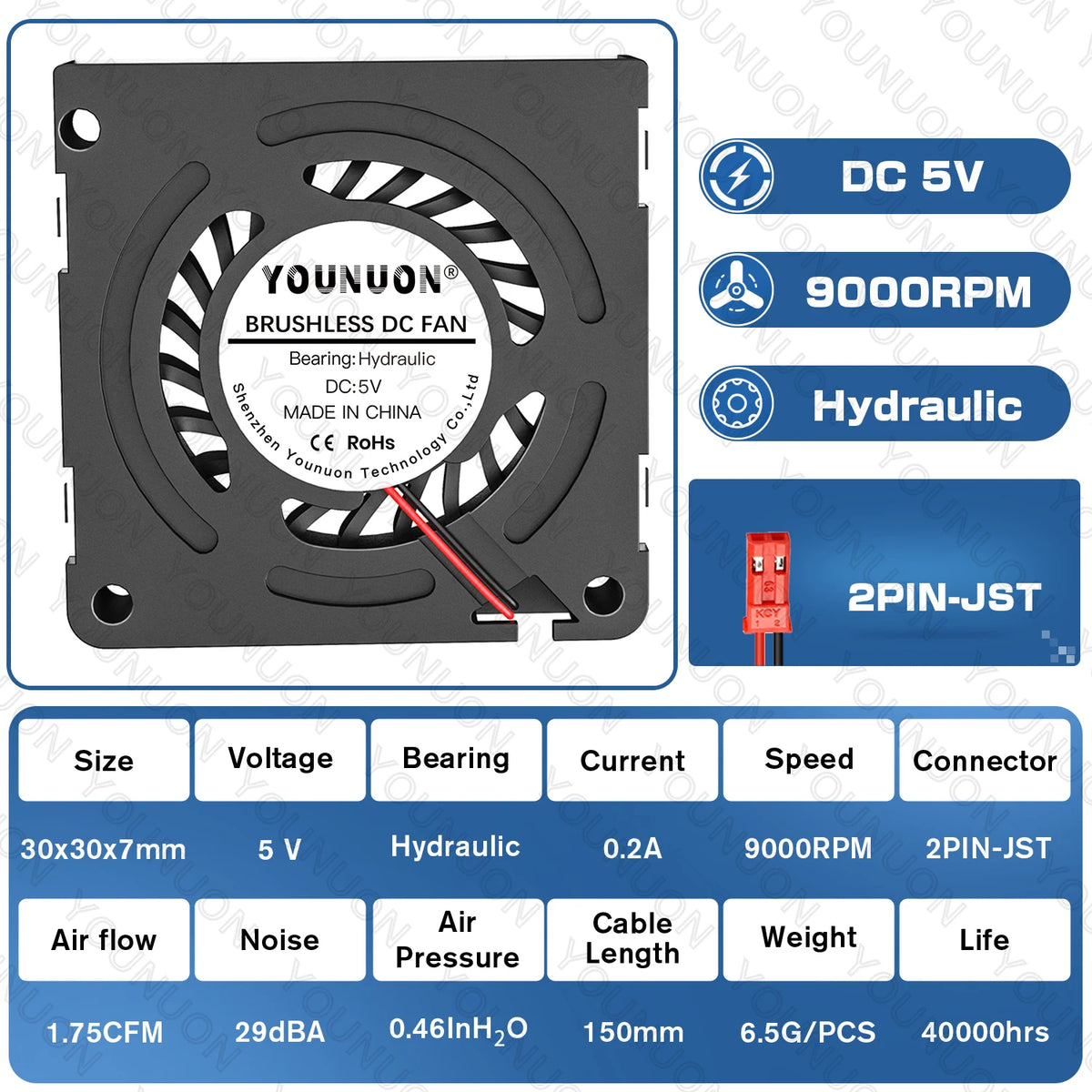 3cm 30mm fan 30x30x7mm 3007 5V/12V miniature ultra-thin blower, used for side-blowing heat dissipation of projector flat panel