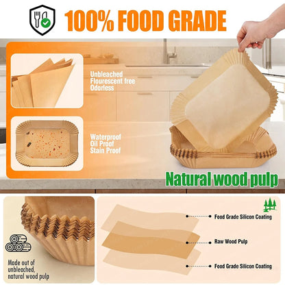 Air Fryer Paper for Ninja AF500EU Disposable Non-Stick BPA Free Healthy Cooking Oil Free Compatible with Dual Zone Air Fryers