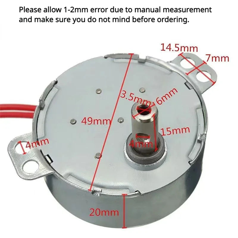 Stable Synchronous Motor 5-6 R/min Pro TYC-50 AC 220V 12V 50/60Hz Torque 4KGF.CM 4W CW/CCW Microwave Turntable for Electric Fan