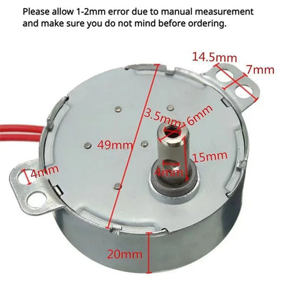 Stable Synchronous Motor 5-6 R/min Pro TYC-50 AC 220V 12V 50/60Hz Torque 4KGF.CM 4W CW/CCW Microwave Turntable for Electric Fan