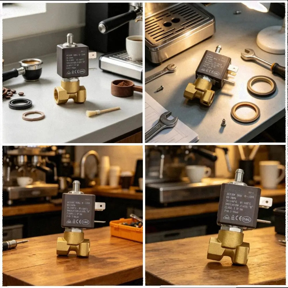 Three Way Solenoid Valve 230V For Coffee Machine Steam Hot Water Control Replacement Part Brown