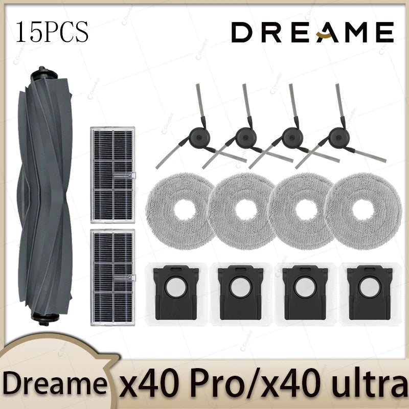 Dreame X40 Pro X40 Ultra Robot Vacuum Cleaner Accessories Main Brush Side Brush HEPA Filter Mop Cloths Dust Bag Par