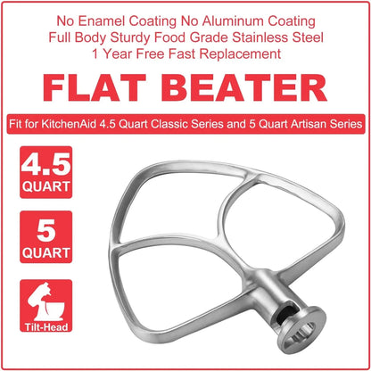 Stainless Steel Flat Beater for KitchenAid 4.5-5QT Stand Mixers Accessories Replacement For KitchenAid Mixer Attachments