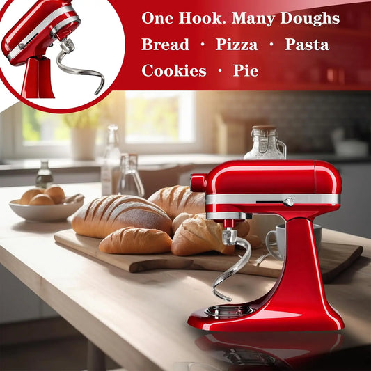 Stainless Steel Spiral Dough Hook for KitchenAid Tilt-Head Stand Mixers 4.5 & 5 Quart Rustproof Replacement Dough Hook for Bread