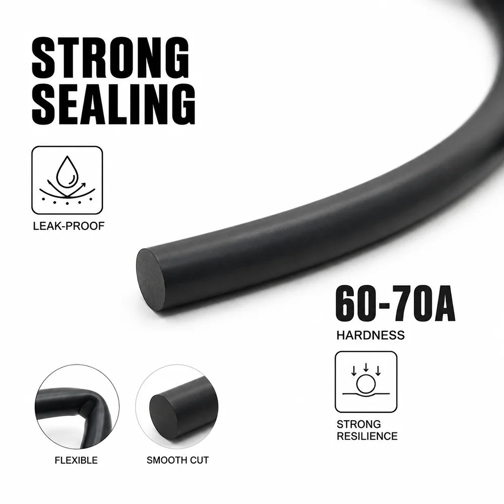 10/5/2M Black FKM Sealing Strip Diameter 1.5~10mm / sealing strip for hydraulic equipment