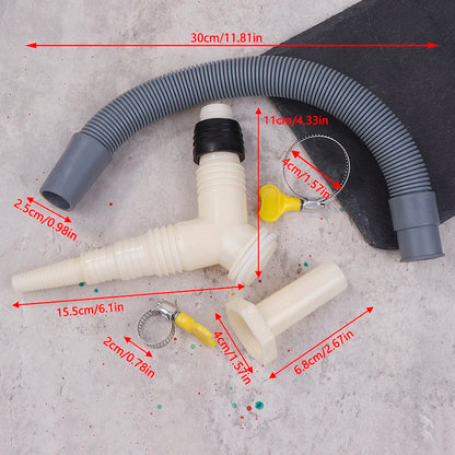 Convenient Washer-Dryer Drainage with Extended Hose and Adapter Tee