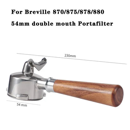 54mm Stainless Steel Double Mouth Portafilter for Breville Sage870/875/878/880 Bottomless Coffee Filter Handle Modification Tool