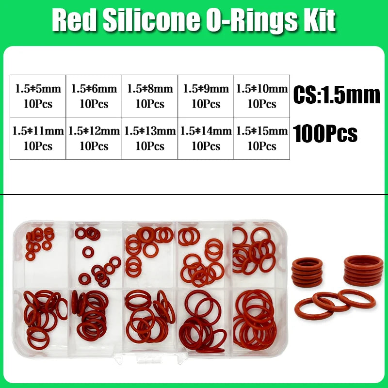 Silicone Red O Ring VMQ ORing Sealing Washer High Temperature Car Automotive Conditioner Plumbing Gaske