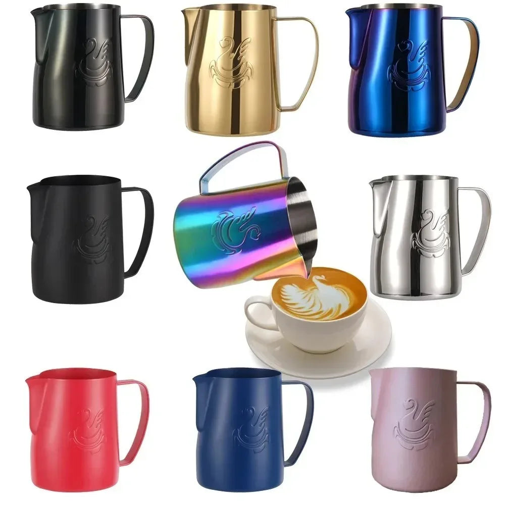 1Pc 600ml Milk Jug Steaming Frothing Pitcher Stainless Steel Non-Stick Pull Flower Cup for Coffee Cappuccino Latte