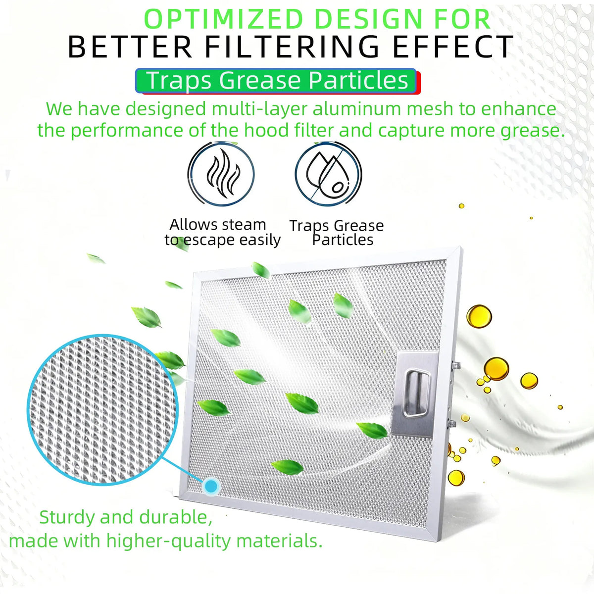 3pcs Metal Range Hood Filter W10169961a 305×267mm/12×10.5 in Kitchen Oil Filter Compatible with Whirlpool, Kitchen Aid