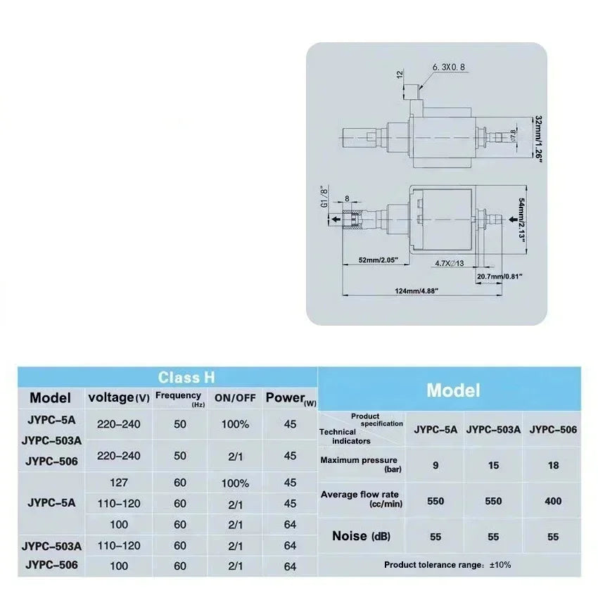 Jiayin JYPC-5 AC 220V - 240V 9bar 45W Electromagnetic Water Pump High Pressure Coffee Machine Cleaner Hot Iron Self-priming Pump