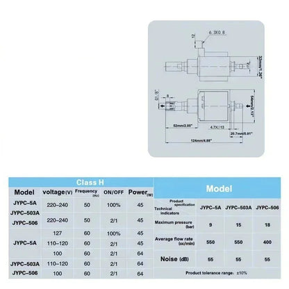 Jiayin JYPC-5 AC 220V - 240V 9bar 45W Electromagnetic Water Pump High Pressure Coffee Machine Cleaner Hot Iron Self-priming Pump