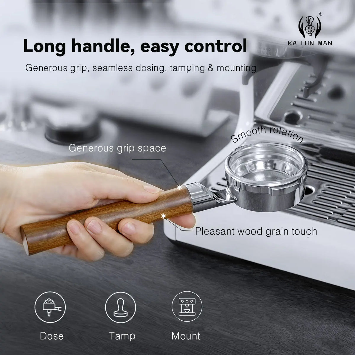 58mm 2‑Lugs Bottomless Portafilter, Flat Base No Tamping Stand Needed, Naked Visual Extraction for Breville 9 Espresso Machine