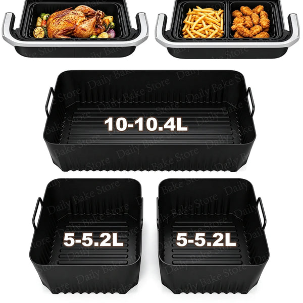 Silicone Liners for Ninja AAF500EU AF500EUCP, Reusable Air Fryer Insert for Ninja Flexi Drawer 10.4L / 2x5.2L, Easy to clean