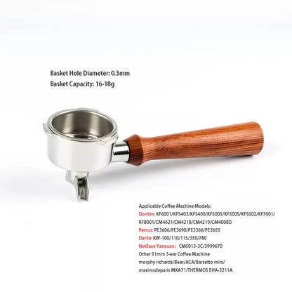51mm 3-Ear Bottomed Portafilter for Donlim/Homix/Gypas//Sachi Espresso Machines, 304 Stainless Steel Coffee Handle with Basket