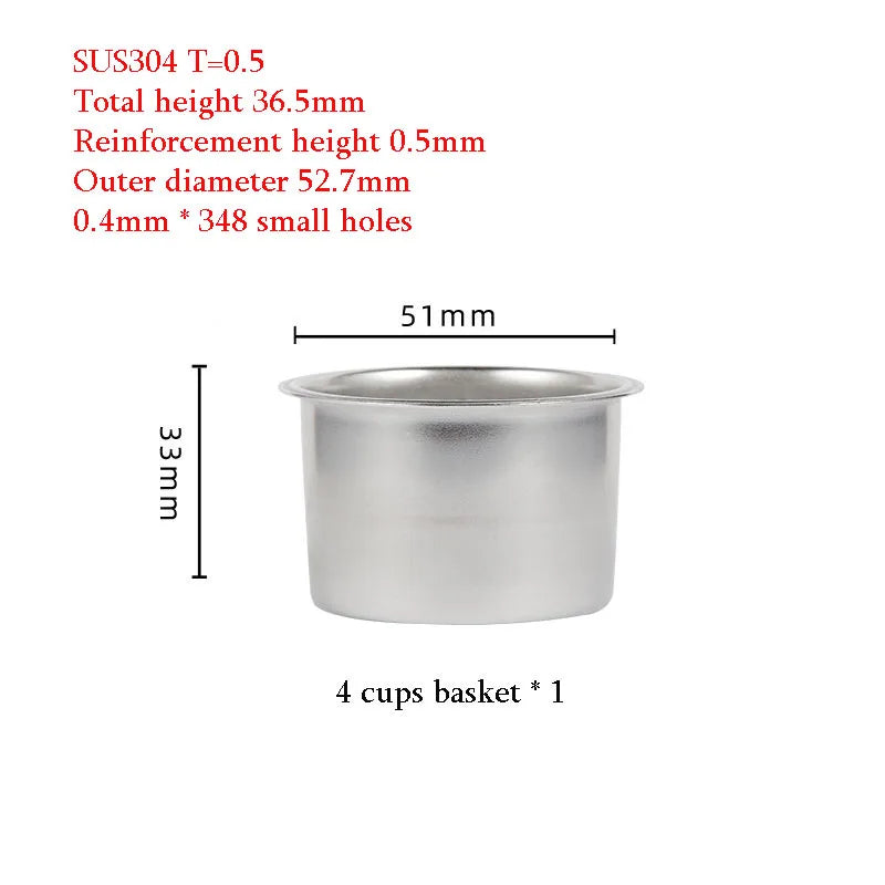 51mm Coffee Basket Delong ECO310 Mmodified Solid Wood Handle Two Ears Stainless Steel Bottomless Portafilter Barista Accessories
