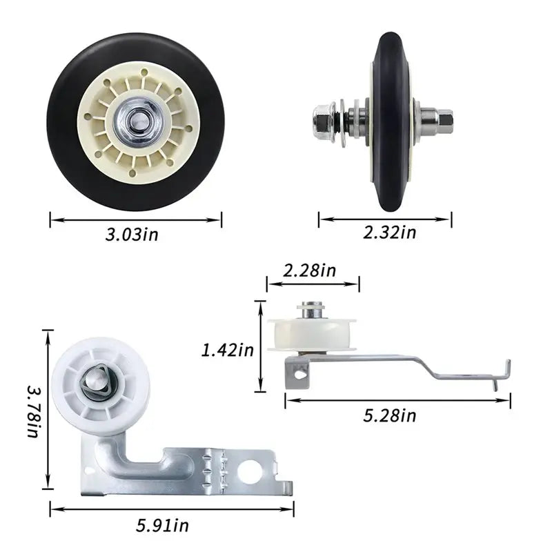ESSENTIALS Dryer Roller Kit Compatible with Kenmore Dryers- Includes Drum Roller Assembly, Belt& Idler Pulley Repair Replacement Parts