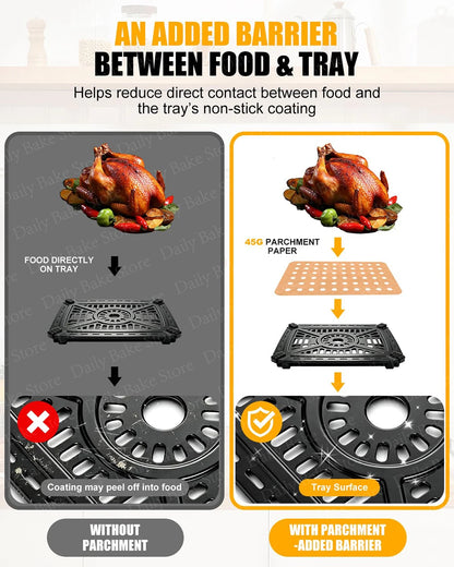 Air Fryer Accessories for Ninja Crispi DualZone AirFryer DD101 Series, Perforated Baking Paper Liners, Non-Stick, Disposable