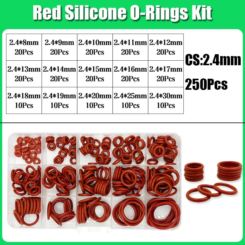 Silicone Red O Ring VMQ ORing Sealing Washer High Temperature Car Automotive Conditioner Plumbing Gaske