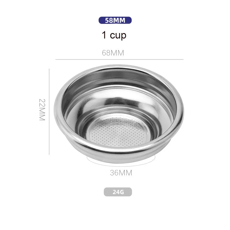 1Pcs Coffee Portafilter 51mm Non Pressurized Filter Basket With Spoon Brush Reusable Refillable Coffee Kitchen Accessorie