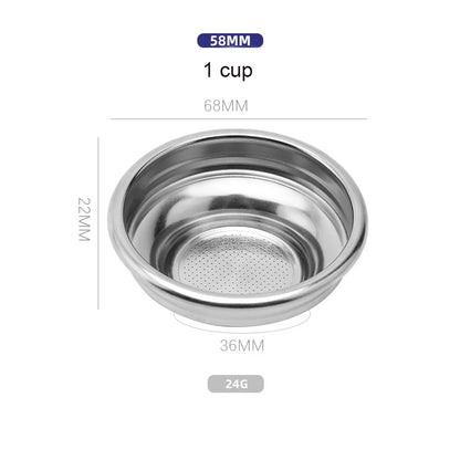 1Pcs Coffee Portafilter 51mm Non Pressurized Filter Basket With Spoon Brush Reusable Refillable Coffee Kitchen Accessorie