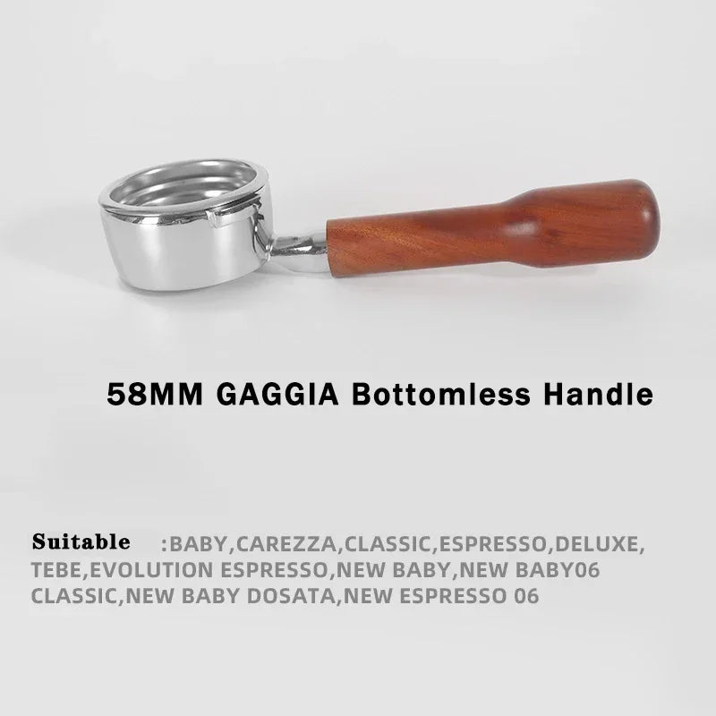 58mm Filter for GAGGIA Coffee Machine Bottomless Coffee Portafilter Home Espresso Solid Wood Handle Barista Tool