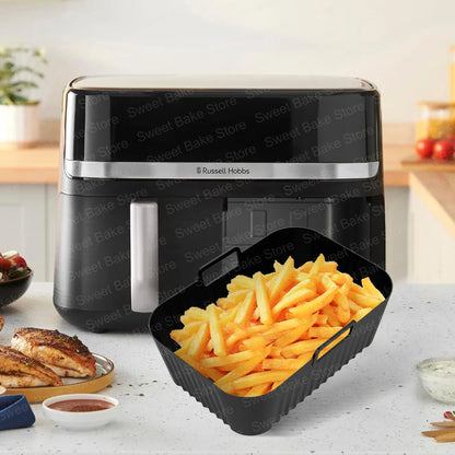 Pack of 2 Airfryer Reusable Silicone Baking Moulds for Russell Hobbs Dual Basket 9L, Non-Stick Dual Zone Air Fryer Accessories