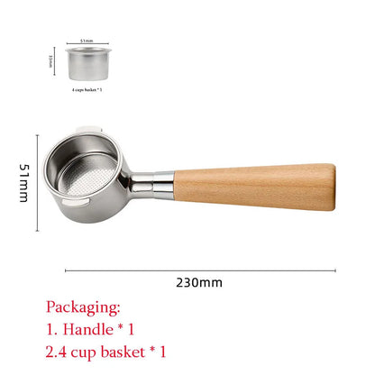 51mm Coffee Basket Delong ECO310 Mmodified Solid Wood Handle Two Ears Stainless Steel Bottomless Portafilter Barista Accessories