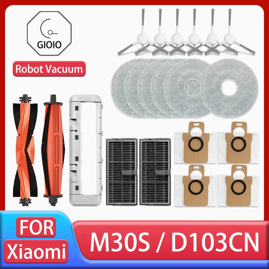 Compatible with Xiaomi Mijia M30S D103CN Robot Vacuum Cleaner Accessories Main Side Brush Hepa Filter Mop Cloth Dust Bag Replacement Spare