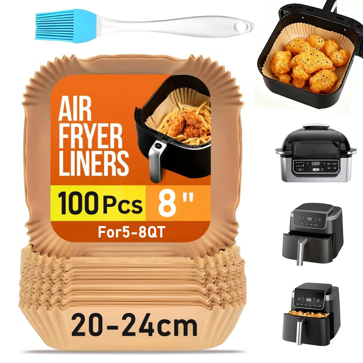 Air Fryer Paper Liners for Ninja Foodi Grill AG301 Grill, AF141 Pro 4-in-1 Disposable Square Parchment Paper