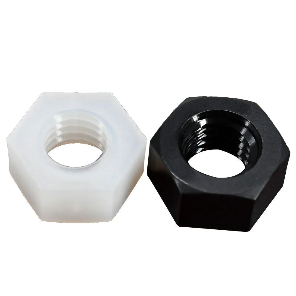 White or Black Nylon Hex Nut Hexagon Plastic Nuts Metric Thread Suit For Screws Bolts 10-50pcs M2-M20 for Elctricity Insulation