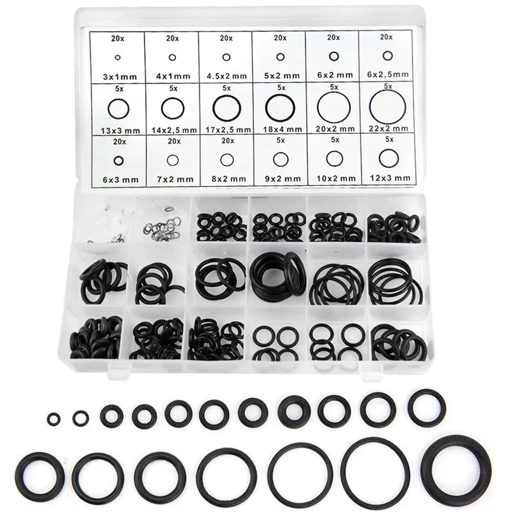 419/225PCS Rubber O-Ring Assortment Kit Buna-N Gasket Sealing Replacement O-Rings 32 Metric Sizes for Plumbing Faucet Repair