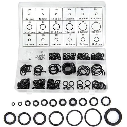 419/225PCS Rubber O-Ring Assortment Kit Buna-N Gasket Sealing Replacement O-Rings 32 Metric Sizes for Plumbing Faucet Repair