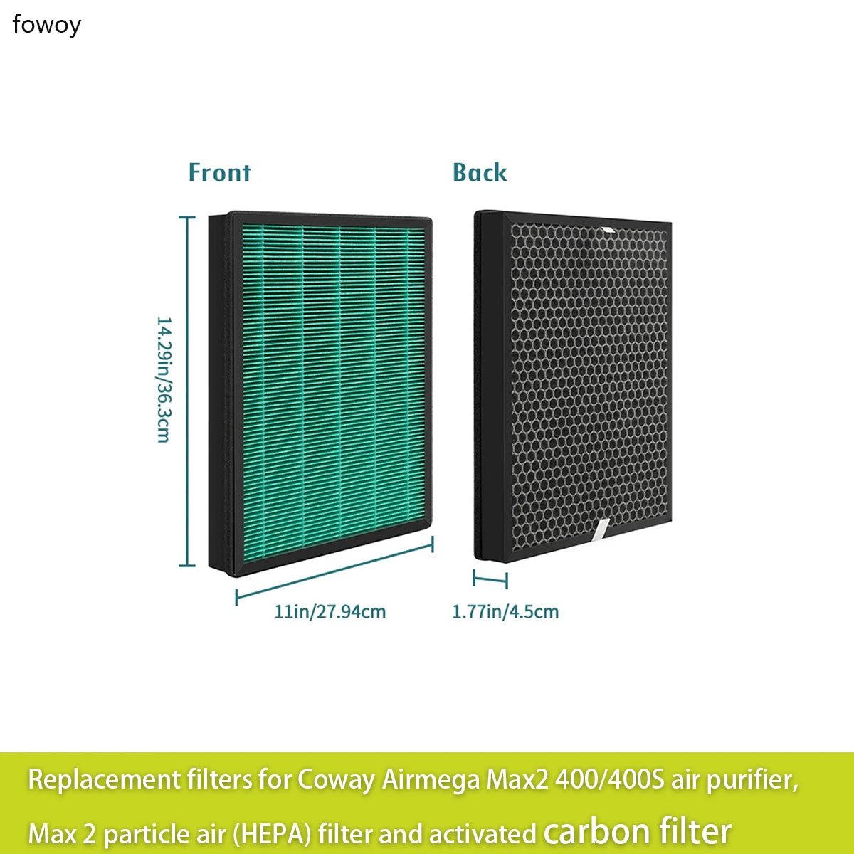 Replacement Filters for Coway Airmega Max2 400/400S Air Purifier, Max 2 Particle Air (HEPA) Filter and Activated Carbon Filter