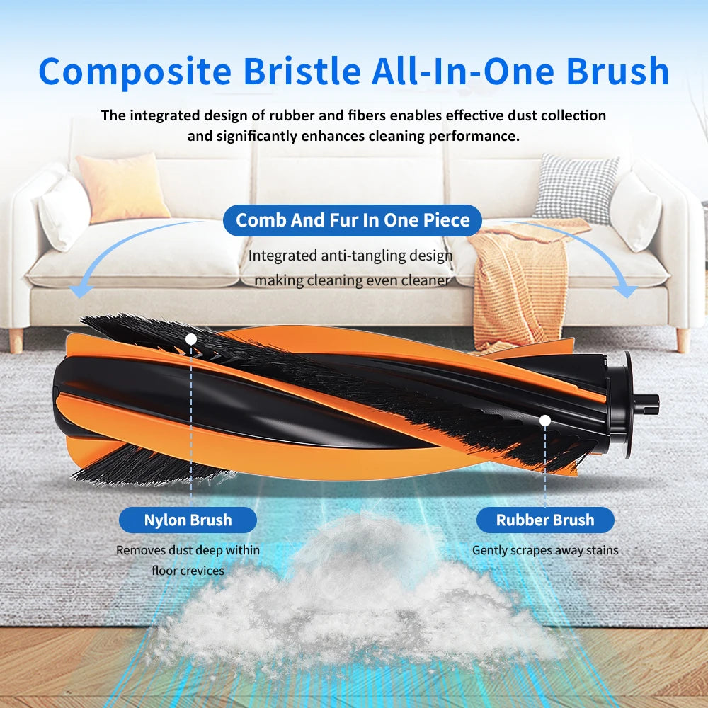 Main Brush For JONR P20 PRO T5 Pro Sweeping Robot Compatible with Midea V12 Pro Vacuum Cleaner Floor Cleaning Roller Brush Accessories Parts